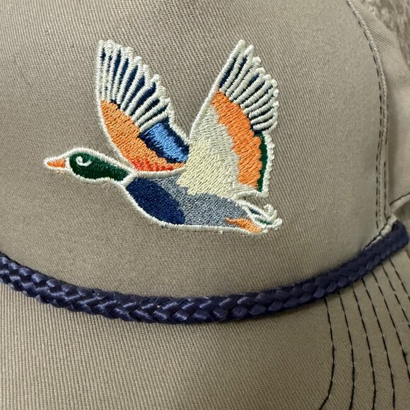 Burlebo Tan Embroidered Flying Mallard Duck Rope Paddy Cap Snapback Mens OS - Picture 2 of 6